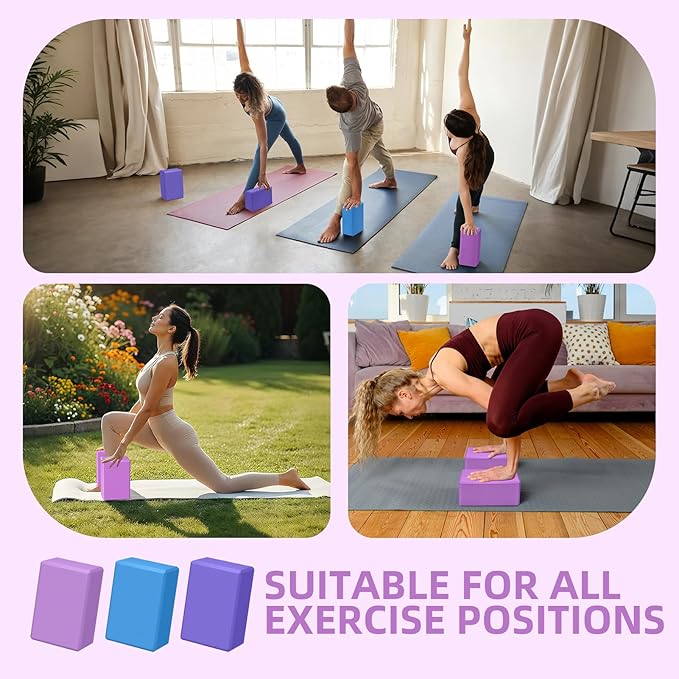 1 Pack Large Foam Yoga Blocks 9x6x4 Inches, Sturdy Pilates Block, Workout Block, Non Slip Surface Yoga Brick for Pilates Meditation, Stretching and Toning, Pink