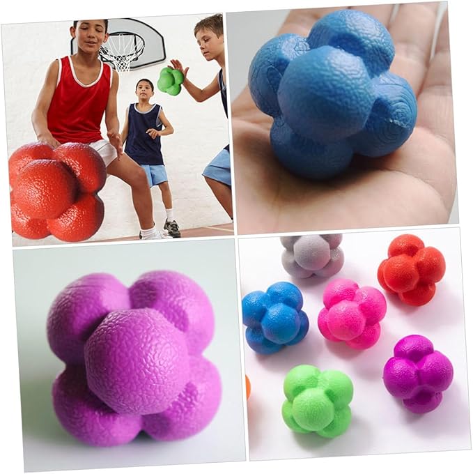3pcs Hexagonal Reaction Balls for Agility Training Fitness Agile Balls for Hand Eye Coordination Reflex Improvement and Home Workout Equipment Random Color