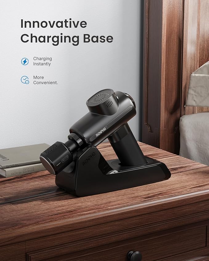 RENPHO Active Thermacool Deluxe Massage Gun Deep Tissue with Charging Stand, Back Massager with Heat and Cold Head, Percussion Body Muscle Masajeador for Athletes Pain Relief