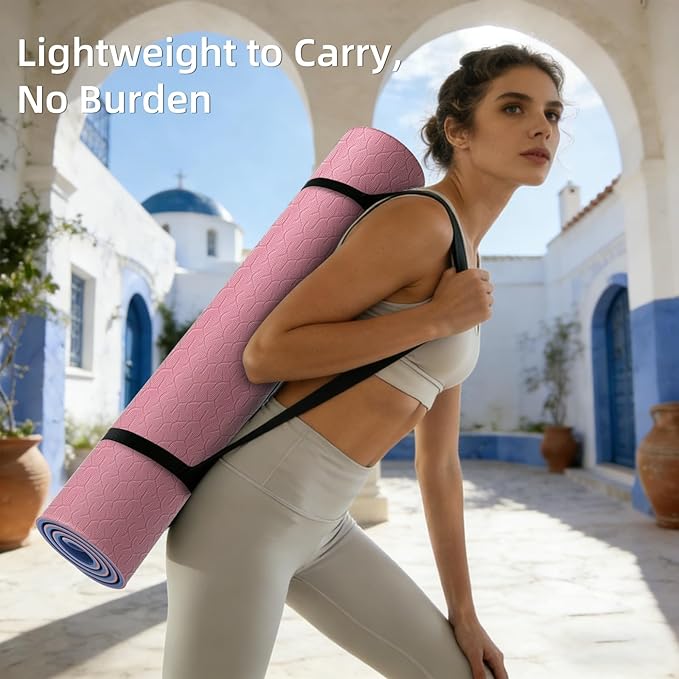 ILILI Yoga Mat Thick&Large Exercise Mats for Home Workout – Extra Wide Yoga Mat with Carrying Strap 76''x32.7''x0.35'' For Men & Women – Anti-Tear, Lightweight, Cushioned Support, Works Great on All Floors for Stretching, Pilates, Meditation and Floor ...