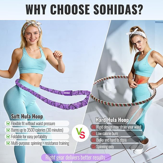 Soft Hula Hoop for Adults 3.3lb Weighted Hula Hoops for Women Weight Loss Pilates Equipment Infinity Hoop Soft Spring Weighted Hoop for Adults Women Beginners Kids Home Travel Gym