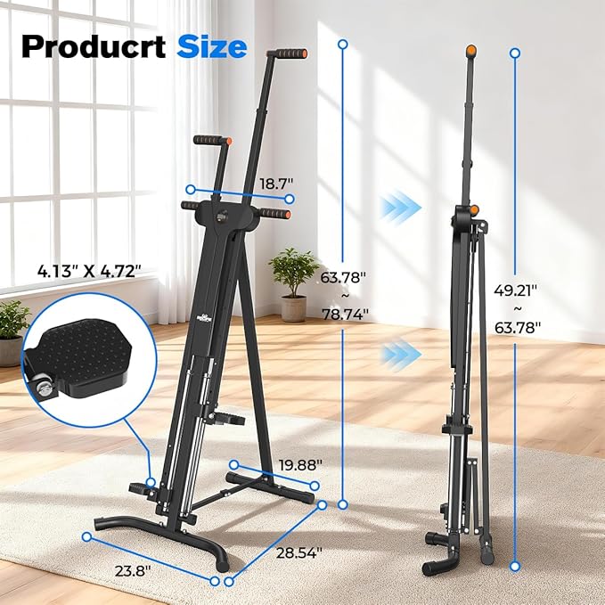 Relife Vertical Climber Exercise Machine for Home Gym with 4 Metal Guide Rails Folding Exercise Climber Step Fitness Machines Cardio Workout Machine 5-Level Heights Stair Stepper 2026 Newer Version
