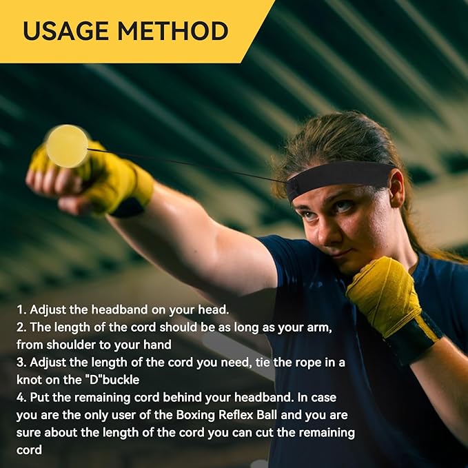 Agatige Boxing Reflexion Ball, Professional Punching Fight React Head Ball with Headband, Speeds Hand Eye Reaction & Coordination Boxing Equipment for Kids and Adults(Yellow)