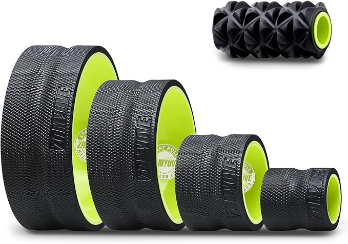 Back Roller Wheel - 5 Pack Yoga Foam Roller for Physical Therapy & Back Stretcher, Deep Tissue Massage for Pain Relief & Stretching | Green.
