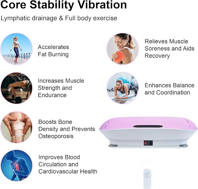 Silent Vibration Platform, 10-Frequency Shaking Machine for Weight Loss and Fitness Massage with Noise-Reduction Motor and 3 Modes for Home Workout Unisex Pink