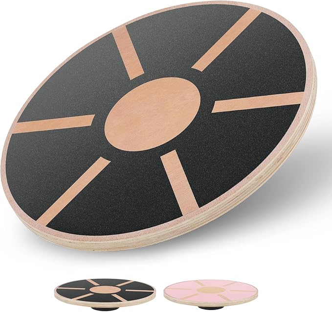 Wooden Wobble Balance Board with 15.5" No-Skid Surface for Core Trainer Physical Therapy, Home Office Exercise Balance Board for Woman & Man