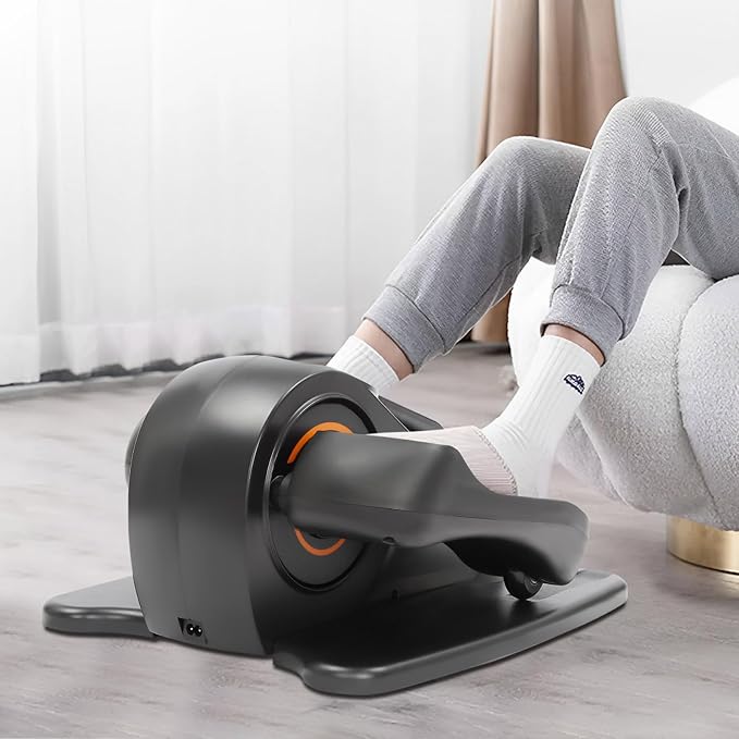 Under Desk Elliptical Machine, Foot Pedal Exerciser for Home Workout,with Remote Control,Tone Muscles, Energy Boost - Mini Foot & Leg Exerciser While Sitting for Seniors(Black)