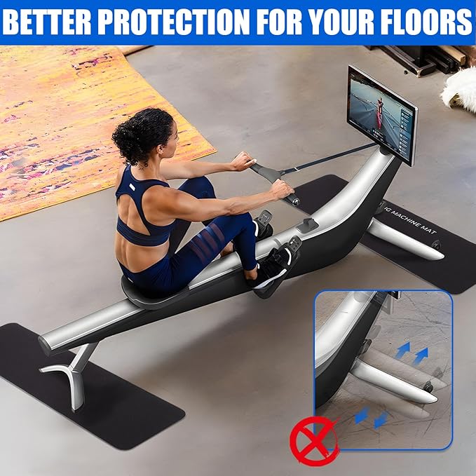 TOBWOLF 2PCS Non-Slip Mat Compatible with Peloton Bike, Concept 2 Rowing Machine, Exercise Bike Mat, Mat Protect Hardwood Floor Carpet for Home Gym, Workout Mat for Bike Trainer, Stationary Spin Bike