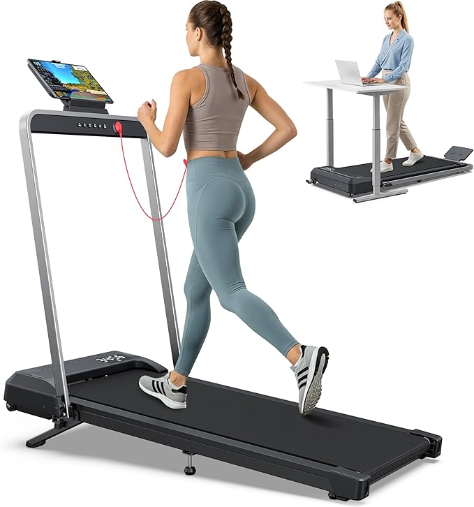 WELLFIT Walking Pad with 10% Incline, Under Desk Treadmill for Home and Office, Folding Portable Walking Pad Treadmill with Handle Bar, APP & Remote Control, 360/320 lbs Capacity