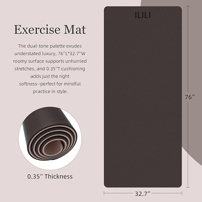 ILILI Yoga Mat Thick&Large Exercise Mats for Home Workout – Extra Wide Yoga Mat with Carrying Strap 76''x32.7''x0.35'' For Men & Women – Anti-Tear, Lightweight, Cushioned Support, Works Great on All Floors for Stretching, Pilates, Meditation and Floor ...