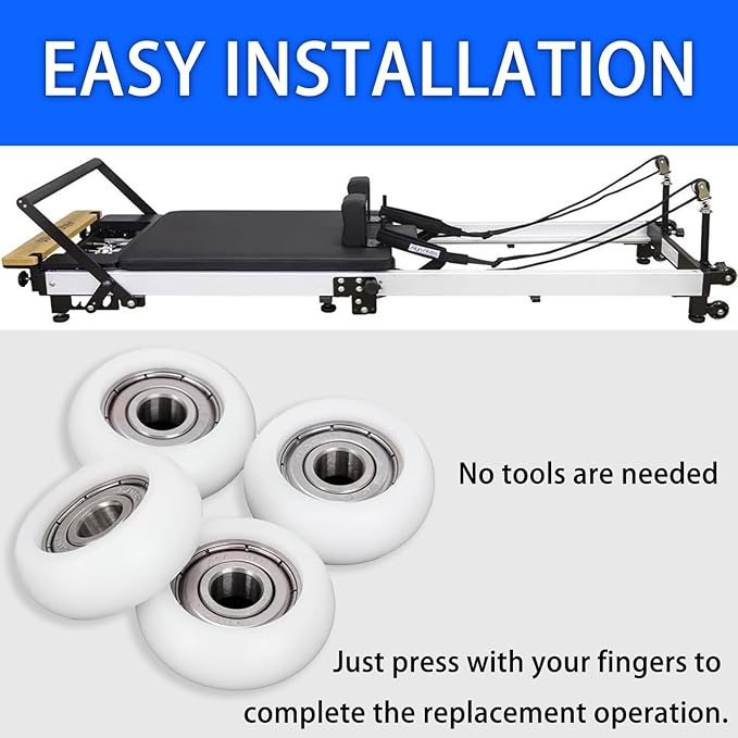 4 Replacement Roller Wheels for Aero Pilates Reformer – Easy to Fit, Smooth & Quiet Glide, Black