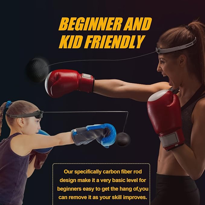 Hikeen Boxing Reflex Ball MMA Boxing Equipment 2 Difficulty Levels Adjustable for Adults and Kids Agility Training Punching Speed and Hand Eye Coordination Training
