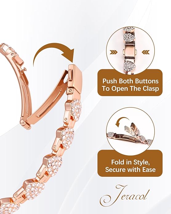 Copper Bracelet & Ring for Women, Ultra Strength Magnetic Bracelet with 3800 Gauss Magnets, Four-Leaf Clover & Infinity Heart Symbol & Crystal, Adjustable Tools and Jewelry Gift Box