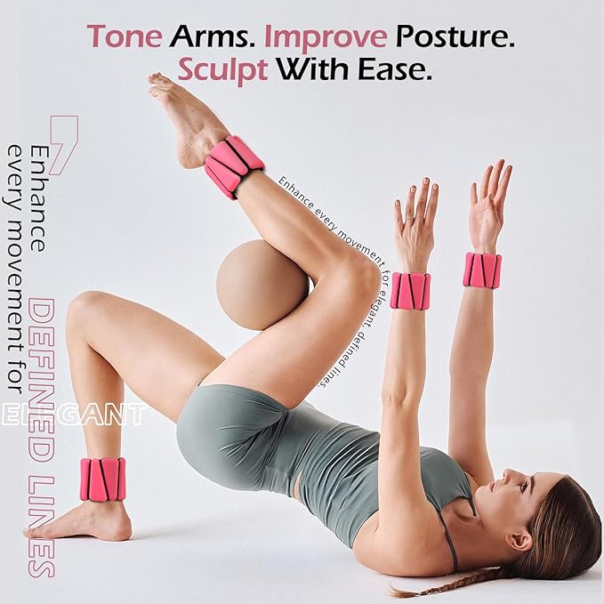 Wrist Ankle Weights for Women & Men, 2lbs/4lbs Adjustable Weighted Bangles to Boost Calorie Burn & Strength, Arm & Leg Weights for Pilates, Yoga, Walking, Barre, Gym & Home Workout