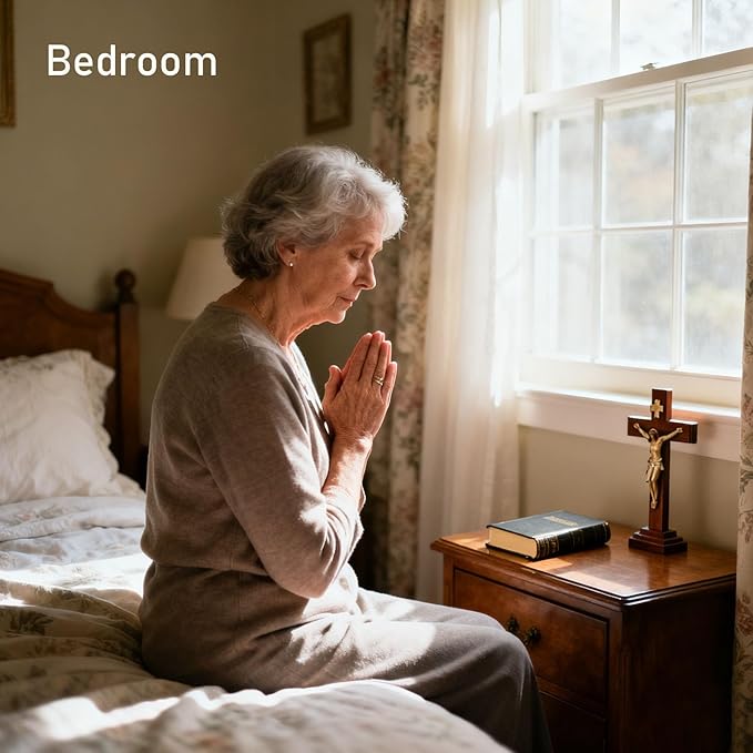 Church Prayer Bench Kneeler Wooden Prayer Kneeler with Book Shelf Prayer Table at Home with Cushion Pad Meditation Stool 20x16.5x33In Kneeling Stool for Religious Gifts(Brown)