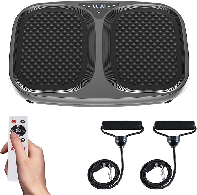 OLIXIS Vibration Plate Exercise Machine with 9 Auto Modes, Full Body Workout Vibrating Platform with LED Touch Screen & Pull Ropes for Weight Loss, Home Gym Fitness Equipment for Women Men