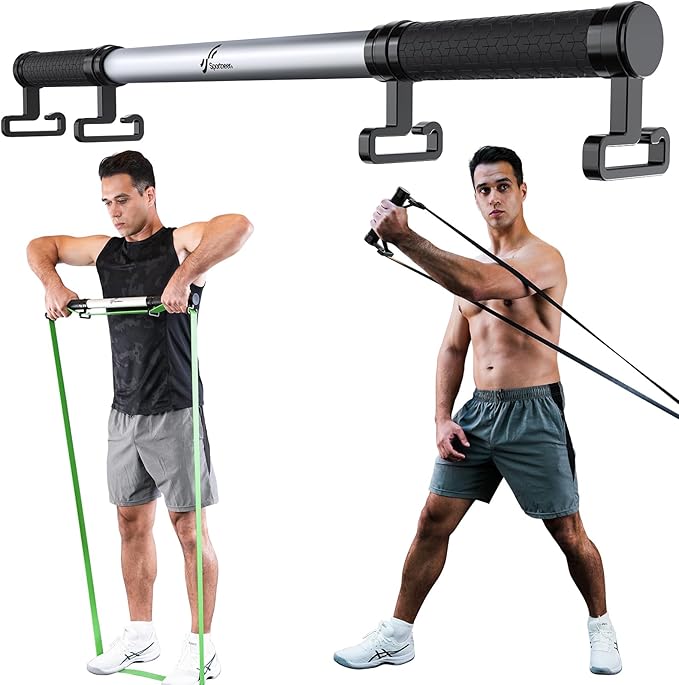 Sportneer Balance Board - 7 Modes Surf Balance Board Trainer with Adjustable Stoppers with Resistance Band Bar, Sportneer Detachable Workout Exercise Bar Handles for All Kinds Resistance Bands