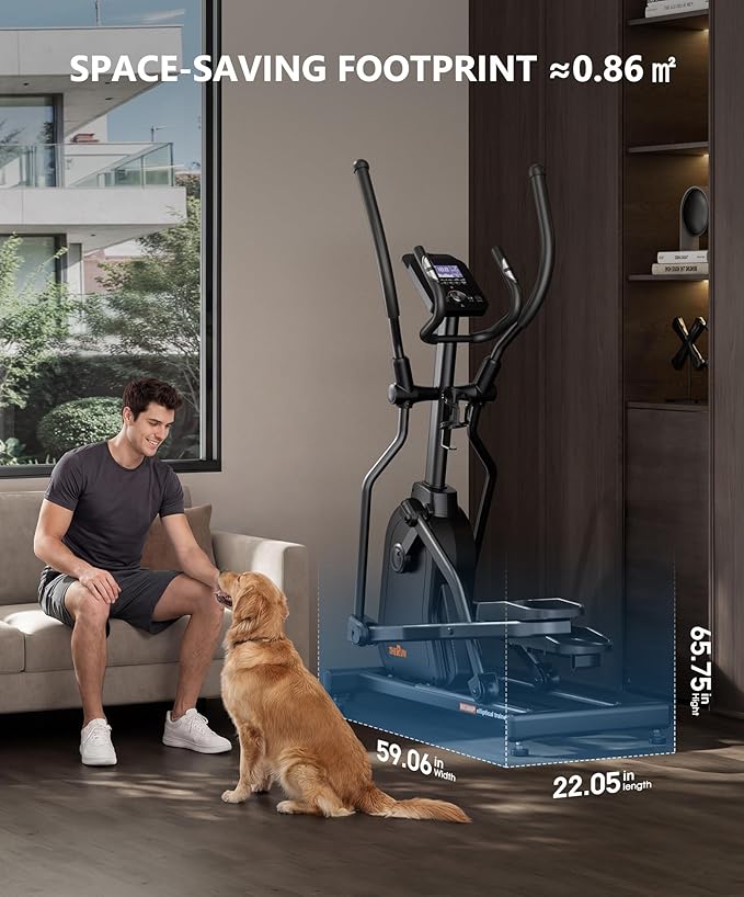 THERUN Elliptical Exercise Machine, Elliptical Machine for Home Use, Magnetic Elliptical Training Machines with 20IN Stride & 32-Level Resistance, Upload 350LBS, Pulse Sensor, App Connection