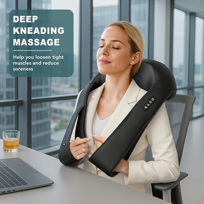 MagicMakers Electric Shiatsu Neck Massager with Heat - Pain Relief for Back, Shoulders & Feet - Gifts for Men, Women, Mom, Dad - From Daughter or Son - Ideal for Christmas, Mother's Day & Father's Day
