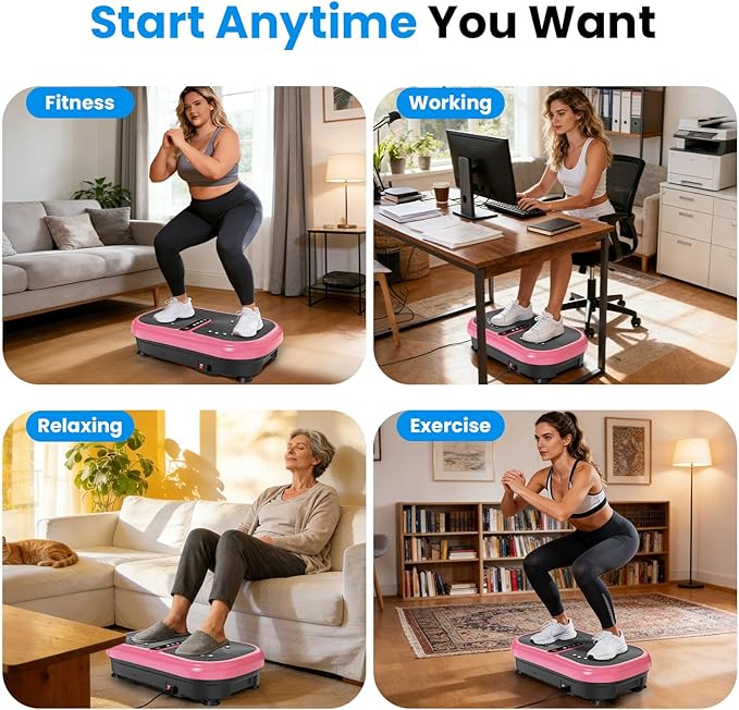 AXV Vibration Plate Fitness Platform Exercise Machine Vibrating Lymphatic Drainage Shaking Workout Full Body Shaker Vibrate Stand Shake Board Sport Gym Pad for Weight Loss Fat Burner for Women Men