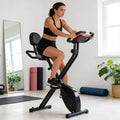 Foldable Exercise Bike, Black Steel Foldable Stationary Bike, Portable Exercise Bike with Magnetic Tension for Home