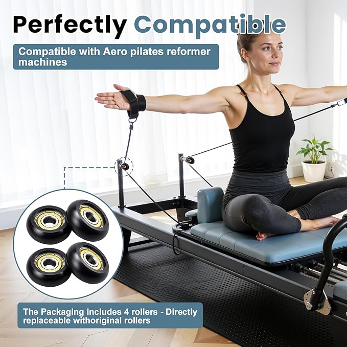 Replacement Roller Wheels for Aero Pilates Reformer - 32mm POM Wheels, Smooth Quiet Glide, Aero Pilates Machine Replacement Parts (4-Pack)