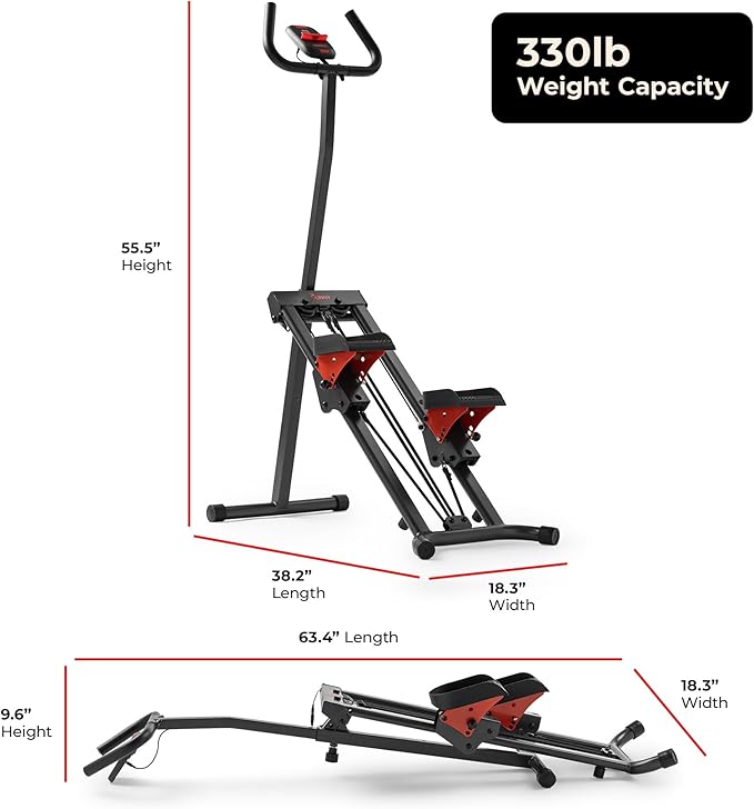 Sunny Health & Fitness Stair Stepper w/Handlebar, Extended Step Range Climber Machine for Legs, Core and Glute Workouts, Connection with Free SunnyFit App