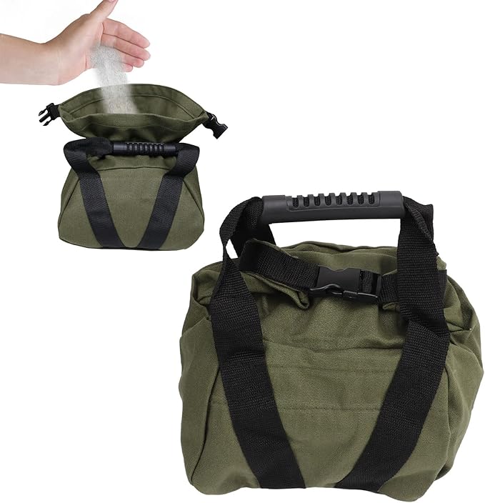 Fitness Workout Sandbag with Handles, Empty Weightlifting Training Sandbag, Durable 16oz Canvas Power Bag for Home Gym, Travel, Yoga and Strength Training