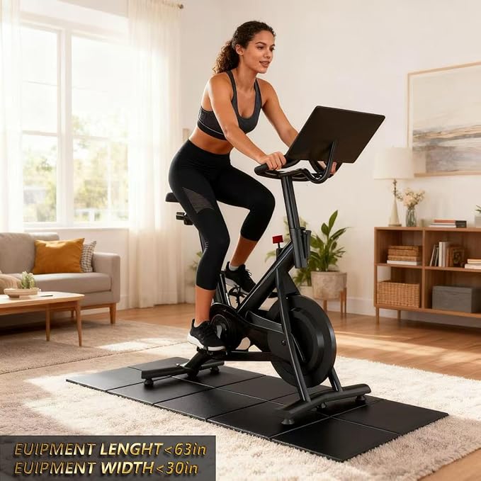 63"x30" Walking Pad Mat for Carpet Floors,Under Bike Treadmill Mat for Hardwood Floor Protection,0.24" Thick Exercise Equipment Matt Compatible with Peloton Matt Stationary Exercise Bike Trainer Pad