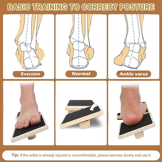 Ankle Balance Board - Single Foot Balance Board, Sprain Exerciser, Non-Slip Wood Ankle Foot Strengthener for Plantar Fasciitis Relief/Physical Therapy/Posture Correction/Balance Training