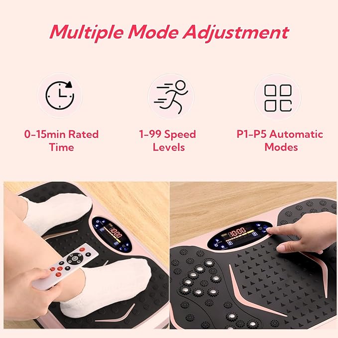 TLSUNNY Vibration Plate,3D Shake Board,Power Workout Platform,Full Body Shaping,Weight-Loss Exercise Machine for Lymphatic Drainage,W/2 Resistance Bands, Acupressure Foot Pedal&Remote Control
