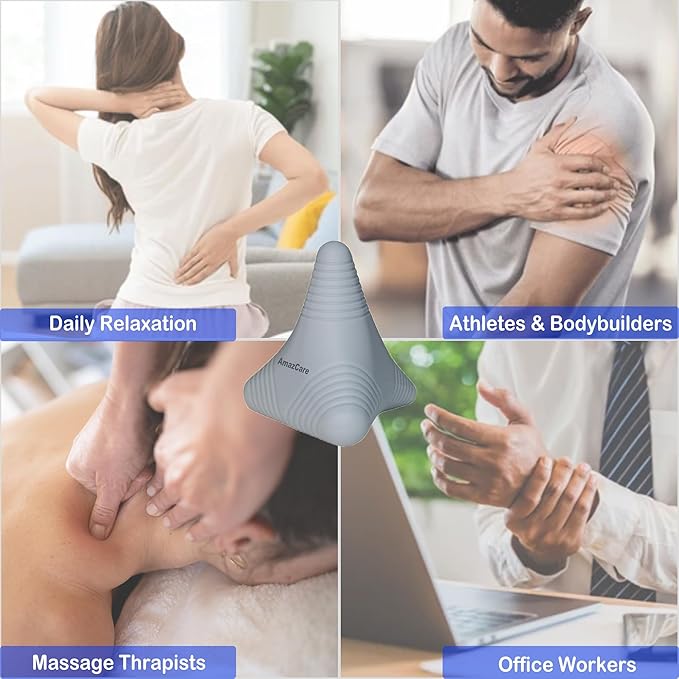 Trigger Point Massage Ball, Manual Massager Tool for Muscle Knot Deep Tissue Relief Myofascial Release Physical Therapy Hip Flexor Iliacus Psoas Hand Foot Back. 2.8×2.9” (Gray)