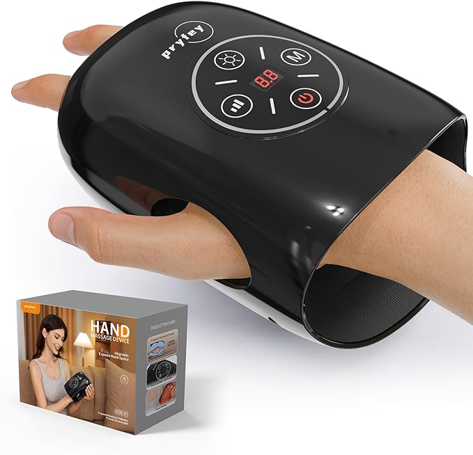Hand Massager, 9 Modes 9 Intensities Hand Massage, Cordless Hand Massager for Arthritis and Carpal Tunnel, Gift for Men Women Parents Relaxation at Office,Dark Black