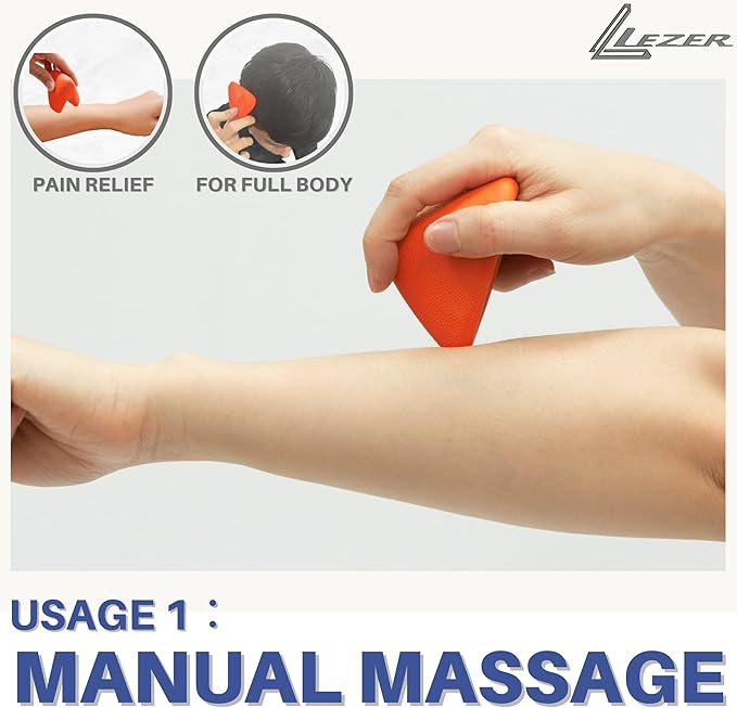 LEZER Large Trigger Massage Point, Manual Massage Ball, Hip Hook, Muscle Knot Release Tool, Deep Tissue Relief, Hip Flexor Iliacus Back Psoas Hand Foot Myofascial Physical Therapy, 3.5 inｘ3 in, Orange