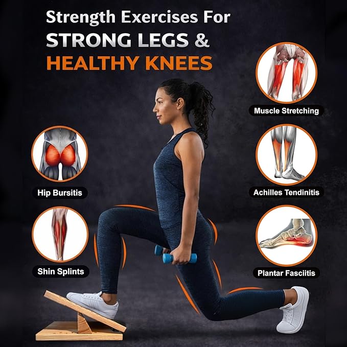 16-Level Adjustable Wooden Slant Board for Squats – 550 lbs Heavy Duty Squat Wedge for Weightlifting & Ankle Mobility – Incline Board for Calf Raises & Leg Day Training【Made in Taiwan KIJO Studio】