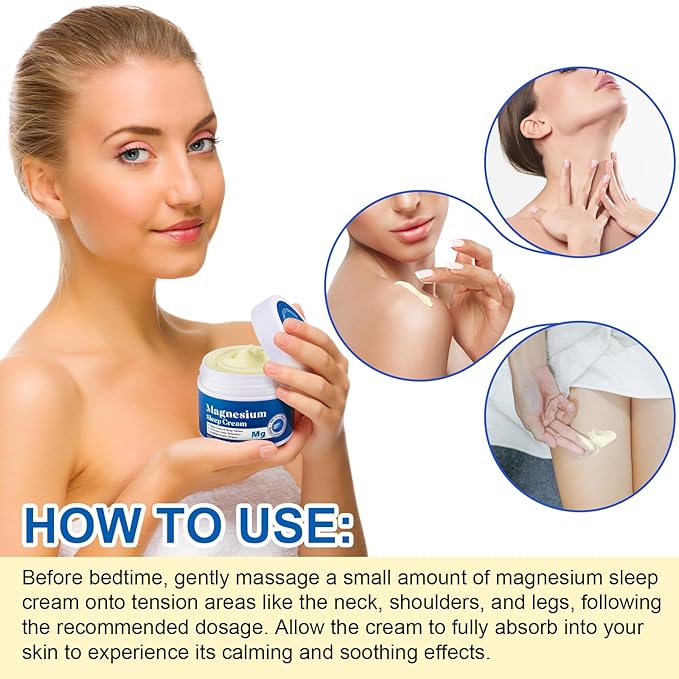 Magnesium Cream - Pure Premium Magnesium Oil for Feet, Nighttime Magnesium Lotion for Restless Legs Muscle Soreness, Promote Relaxation 3.17oz
