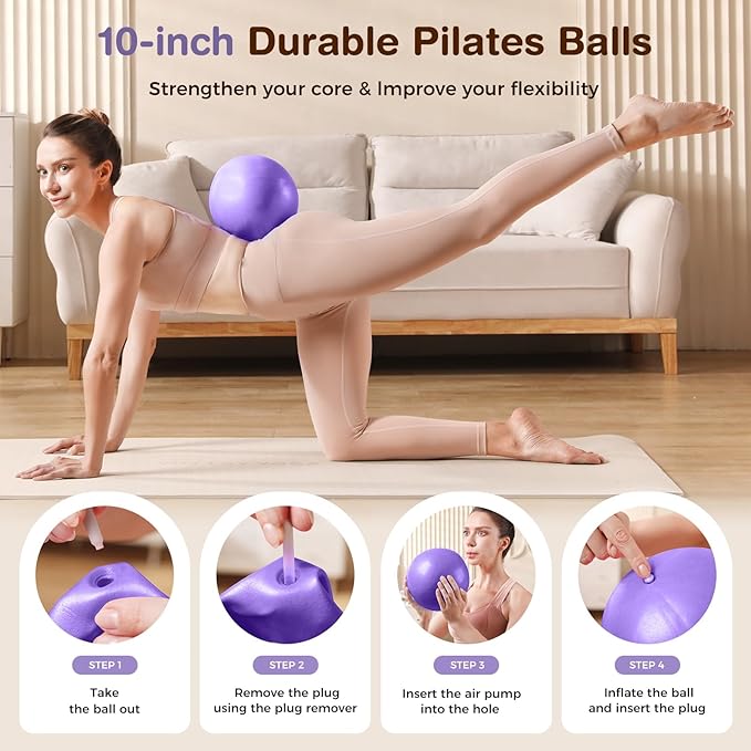 Pilates Kit 13Pcs Home Pilates Essentials Workout Kit with 13" Ring, 10" Ball and Resistance Bands for Women at Home Pilates Equipment Set for Beginners