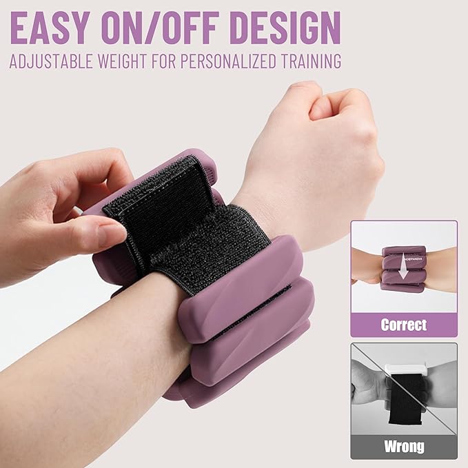 Wrist & Ankle Weights for Women and Men, 2lbs/4lbs Pairs Adjustable Silicone Weighted Bangles for Arm & Leg Workouts, Perfect for Pilates, Barre, Yoga, Walking & Home Fitness 24055