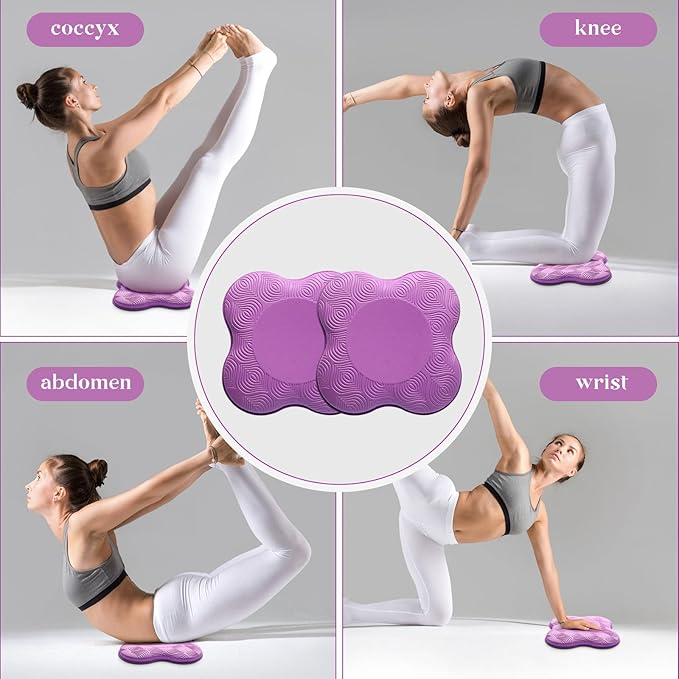 2 Packs Yoga Knee & Elbow Cushions - Extra Thick Foam for Knees, Elbows, Wrists, Hands & Head - Pilates & Kneeling Pads - Support Foam Pads for Women & Men
