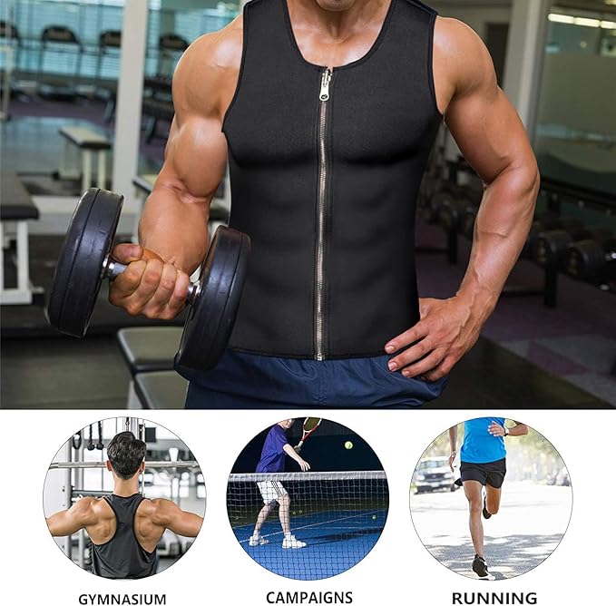 Sweat Vest for Men Neoprene Sauna Suit Corset Waist Trainer Workout Tank Tops Weight Loss Body Shaper Shirts