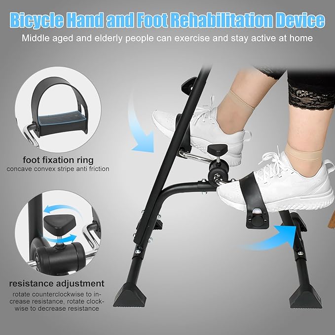 Pedal Exerciser Bike, Hand Arm Leg Knee Peddler, Arm Leg Knee Physical Therapy Exercise Bike, Adjustable Fitness Equipment Monitor for Total Body