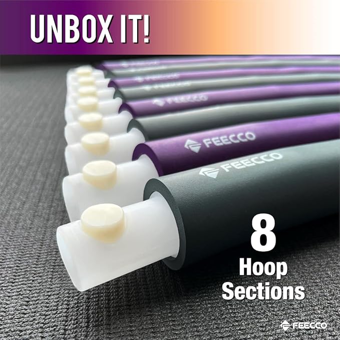 FEECCO Weighted Fitness Hoop, 8 Detachable Sections for Weight Loss