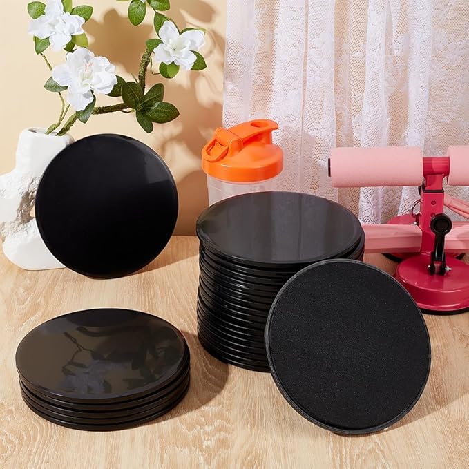 UNICRAFTALE 24Pcs Core Sliders for Working Out Dual Sided Exercise Sliders Fitness Discs Black Gliding Discs for Core Workout Group Training Classes Fitness Pilates 17.5cm Diameter