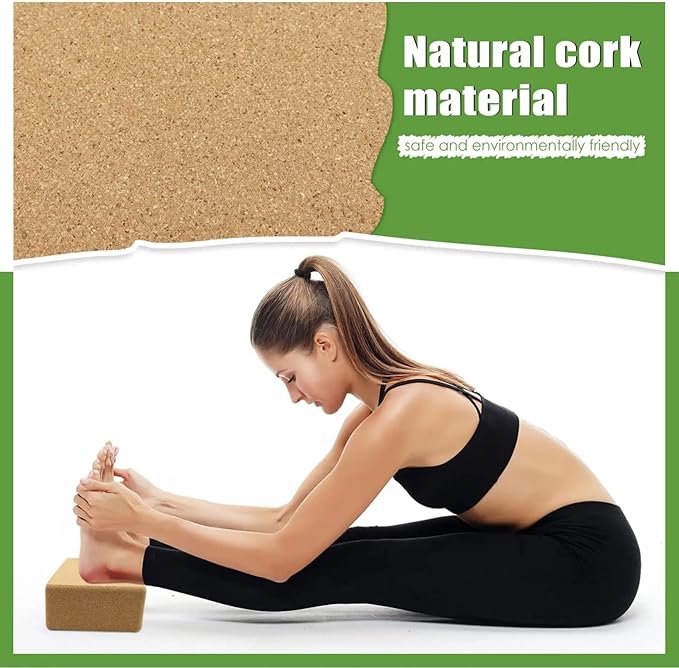 Cork Yoga Blocks, Natural Cork, High Density with Non Slip Surface, Eco-Friendly Accessories for Women, Ideal for Yoga, Pilates, Stretching…