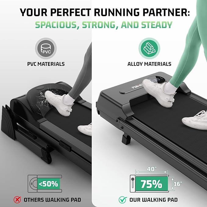 FUNMILY Upgrade Walking Pad Folding Treadmill with 12%/15% & Handle Bar, 3.5HP Foldable Under Desk Compact Treadmills for Home/Office/Gym, 400+lb Capacity, Shock Absorption