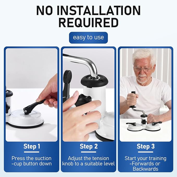 Arm Bike Exerciser for Physical Therapy - Adjustable Resistance Arm Rotation Training Device with Dual Suction Cup Stability - Arm Rehabilitation Equipment for Wrist Injury/Stiffness