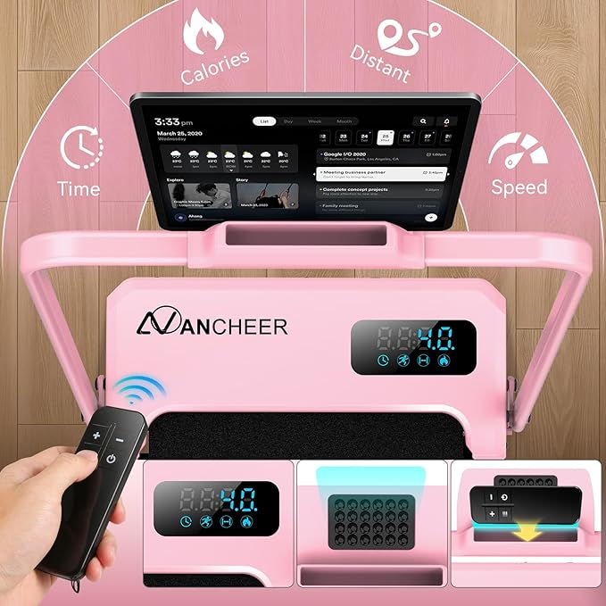 ANCHEER Folding Walking Pad Vibration with Handle, 1500W Portable Treadmill with 12% Incline & 8 Modes, 350lb Under Desk Vibration Treadmills for Home/Office,Installation-Free