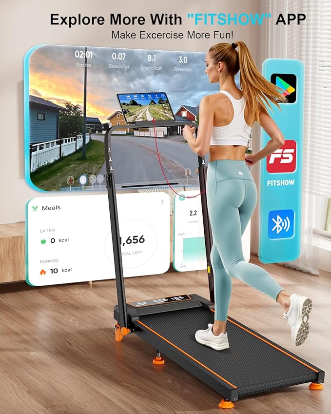 Walking Pad with 12% Incline/Adjustable Height, Upgraded 3.5HP Walking Pad with Handle Bar, 4 in 1 Foldable Under Desk Treadmill, Electric Portable Treadmills for Home 350LBS, LED Display