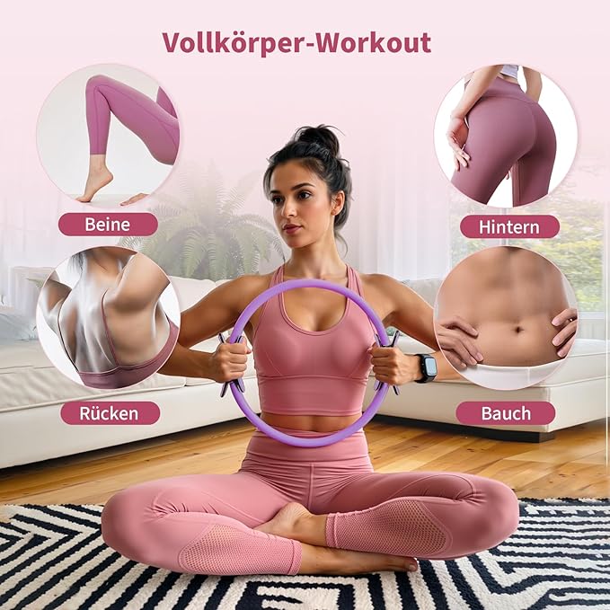 Pilates Ring Set for Women, Pilates Equipment with 5 Resistance Bands & Accessories, Pilates Ball, 14'' Magic Circle Hoop, Pilates Starter Kit for Beginners at Home