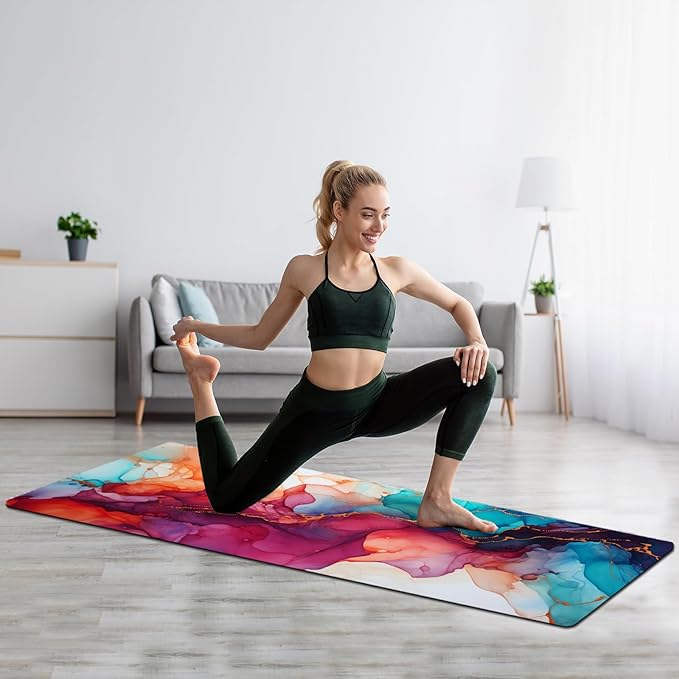 FOLAI Extra Thick Yoga Mat 6mm，pilates mat thick - Non-Slip Exercise Mat for HIIT, Pilates & Home Workouts & Workout with Free Carry Strap